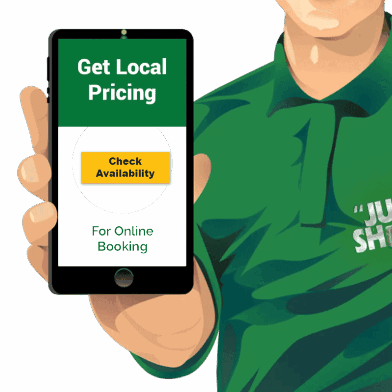 Junk Shot app showing Get Local Pricing screen on a smartphone