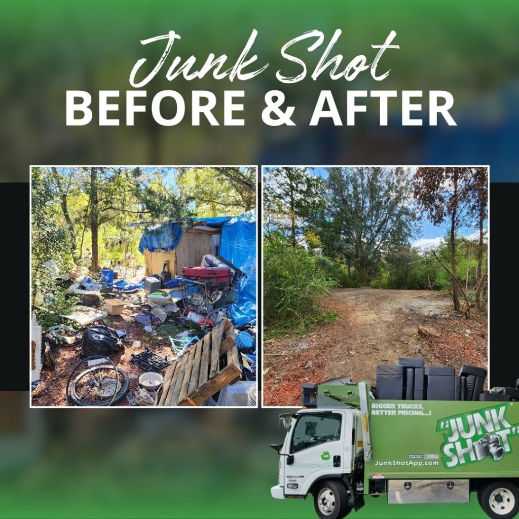 junk shot before and after for yard waste estate cleanouts general junk