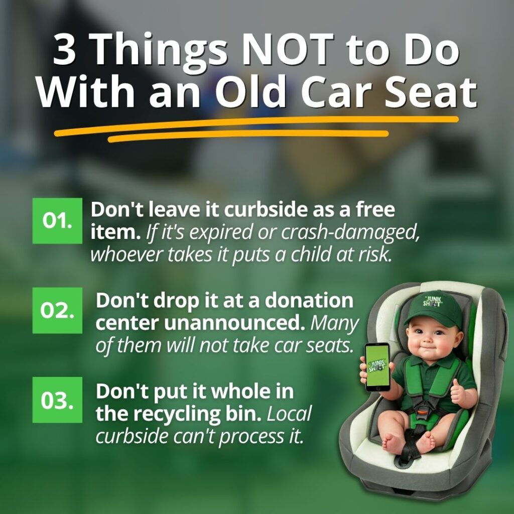 what not to do with old car seats