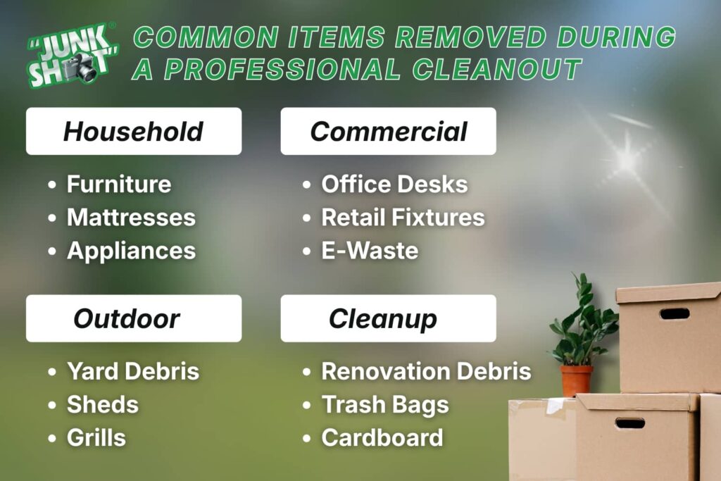 Graphic showing items included in property cleanouts.