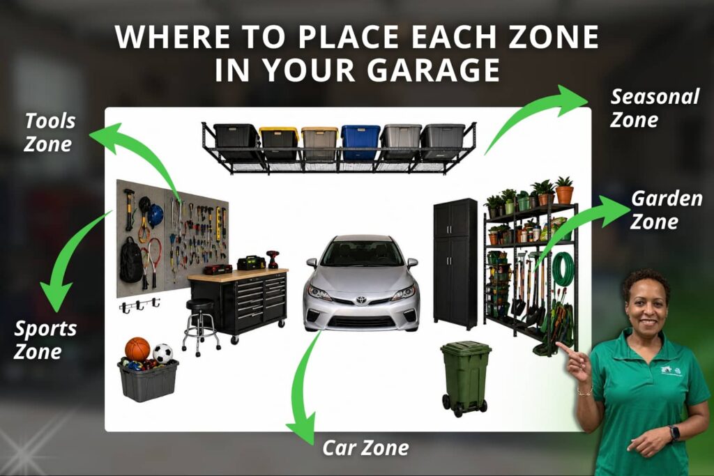 Floor plan diagram showing garage zone placement for Florida homeowners.